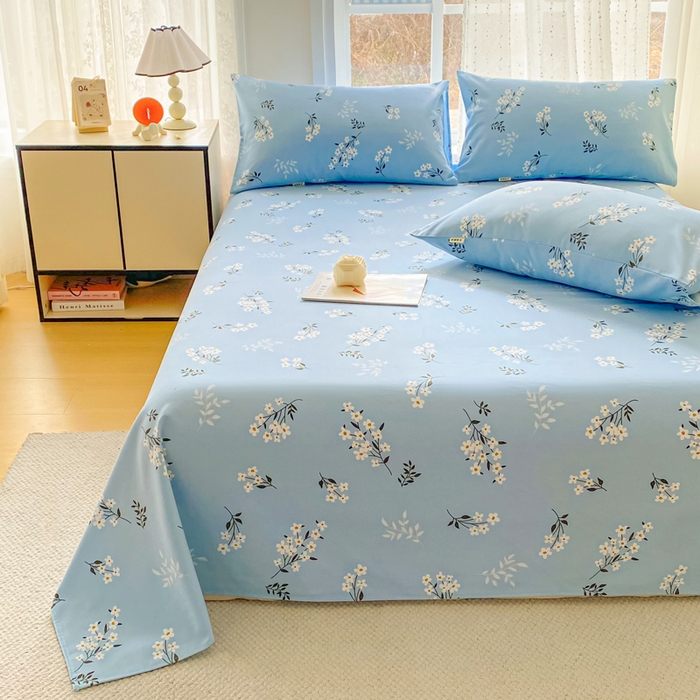 91家纺网 家纺一手货源 找家纺 金泰莱 2026春夏新款100%全棉纯棉老粗布床单凉席席子 蓝樱