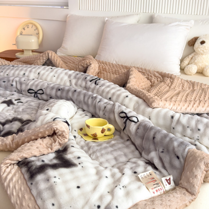 91家纺网 家纺一手货源 找家纺 优雅星家纺 2026新款亲肤舒适兔毛绒豆豆绒冬被 星星点点