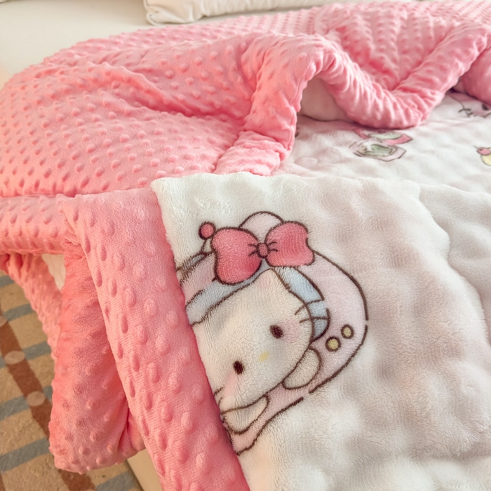 91家纺网 家纺一手货源 找家纺 优雅星家纺 2026新款亲肤舒适兔毛绒豆豆绒冬被 凯特猫