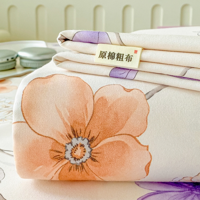 91家纺网 家纺一手货源 找家纺 金泰莱 2026春夏新款100%全棉纯棉老粗布床单凉席席子 洛神花间