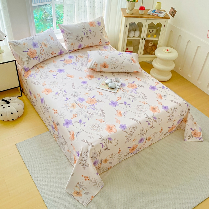 91家纺网 家纺一手货源 找家纺 金泰莱 2026春夏新款100%全棉纯棉老粗布床单凉席席子 洛神花间