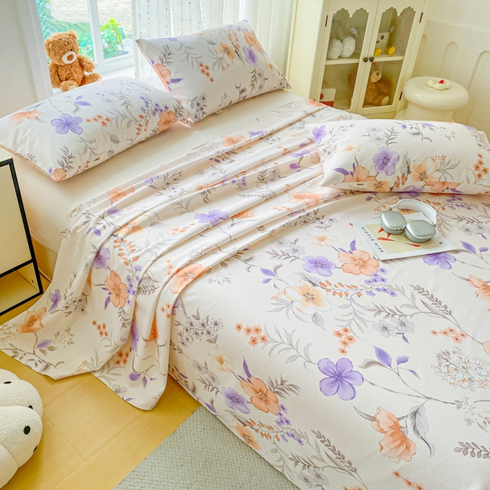 91家纺网 家纺一手货源 找家纺 金泰莱 2026春夏新款100%全棉纯棉老粗布床单凉席席子 洛神花间