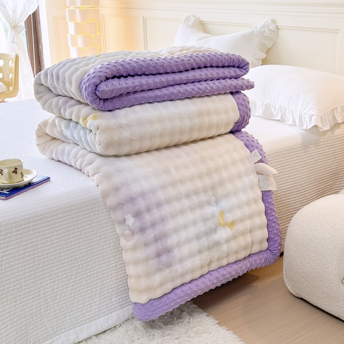 91家纺网 家纺一手货源 找家纺 优雅星家纺 2026新款亲肤舒适兔毛绒豆豆绒冬被 众星捧月舞（老花型）