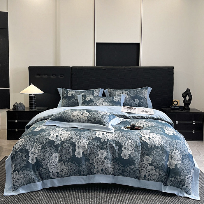 91家纺网 家纺一手货源 找家纺 （总）库里梦家纺 2026新款天丝色织提花高精密斜纹棉四件套