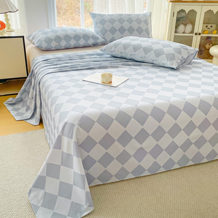 91家纺网 家纺一手货源 找家纺 金泰莱 2026春夏新款100%全棉纯棉老粗布床单凉席席子 浅菱