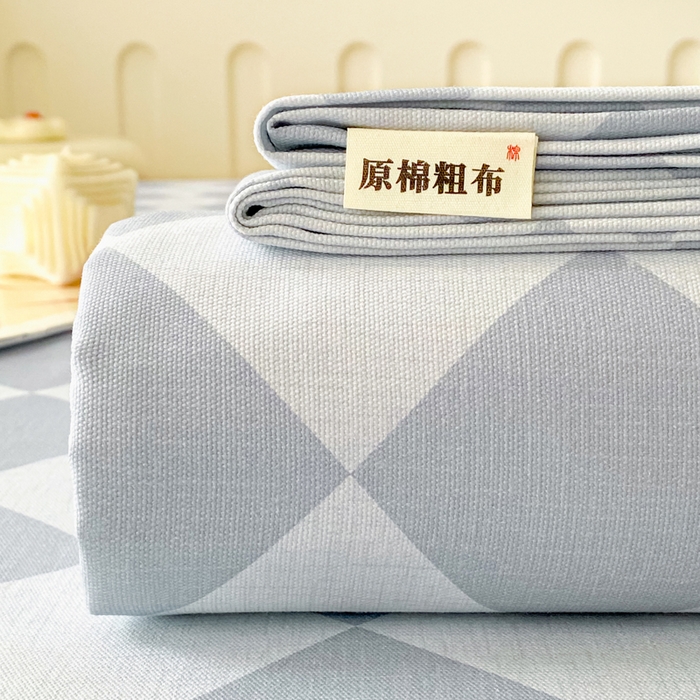 91家纺网 家纺一手货源 找家纺 金泰莱 2026春夏新款100%全棉纯棉老粗布床单凉席席子 浅菱