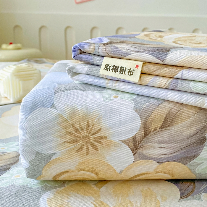 91家纺网 家纺一手货源 找家纺 金泰莱 2026春夏新款100%全棉纯棉老粗布床单凉席席子 浅棠