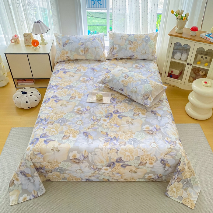 91家纺网 家纺一手货源 找家纺 金泰莱 2026春夏新款100%全棉纯棉老粗布床单凉席席子 浅棠