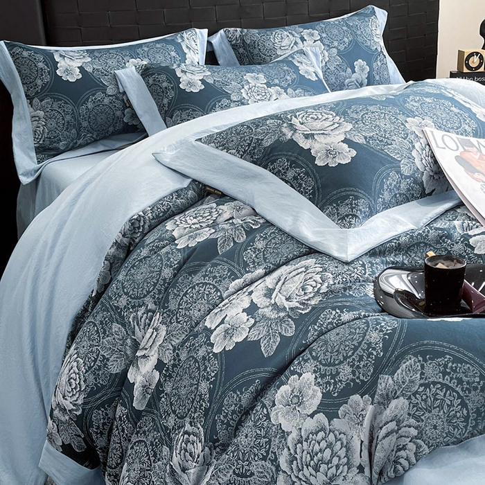 91家纺网 家纺一手货源 找家纺 （总）库里梦家纺 2026新款天丝色织提花高精密斜纹棉四件套