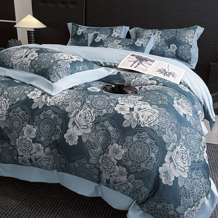 91家纺网 家纺一手货源 找家纺 （总）库里梦家纺 2026新款天丝色织提花高精密斜纹棉四件套