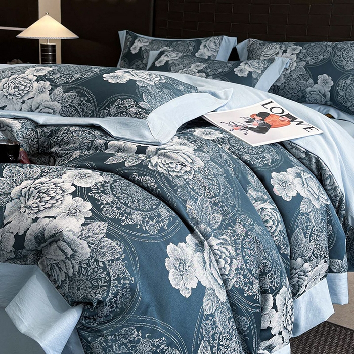 91家纺网 家纺一手货源 找家纺 （总）库里梦家纺 2026新款天丝色织提花高精密斜纹棉四件套