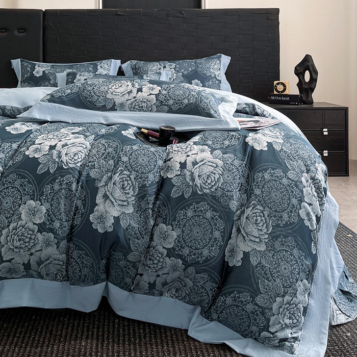 91家纺网 家纺一手货源 找家纺 （总）库里梦家纺 2026新款天丝色织提花高精密斜纹棉四件套