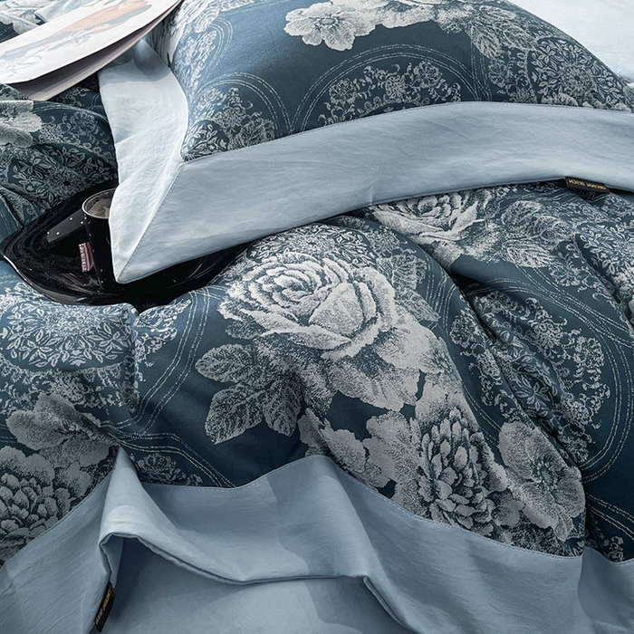 91家纺网 家纺一手货源 找家纺 （总）库里梦家纺 2026新款天丝色织提花高精密斜纹棉四件套