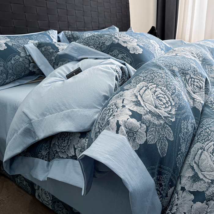 91家纺网 家纺一手货源 找家纺 （总）库里梦家纺 2026新款天丝色织提花高精密斜纹棉四件套