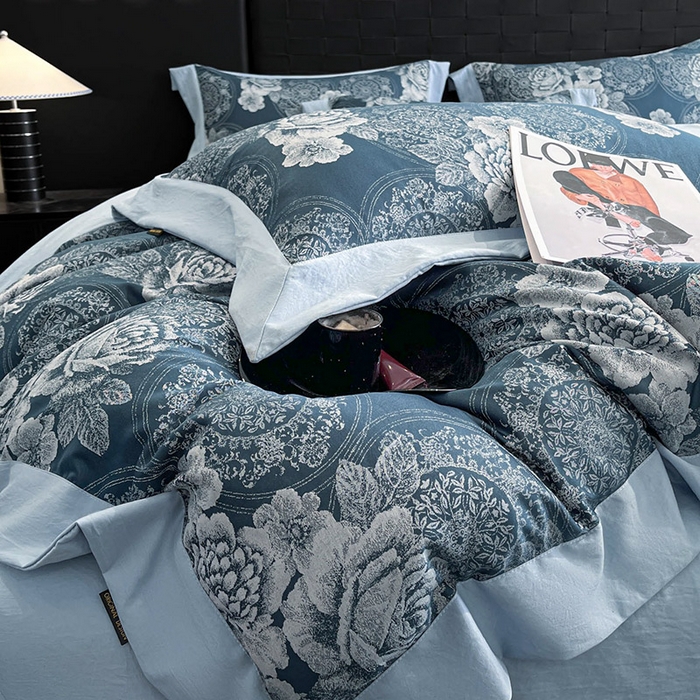 91家纺网 家纺一手货源 找家纺 （总）库里梦家纺 2026新款天丝色织提花高精密斜纹棉四件套