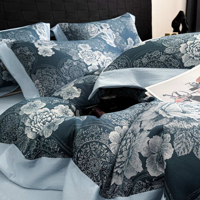 91家纺网 家纺一手货源 找家纺 （总）库里梦家纺 2026新款天丝色织提花高精密斜纹棉四件套