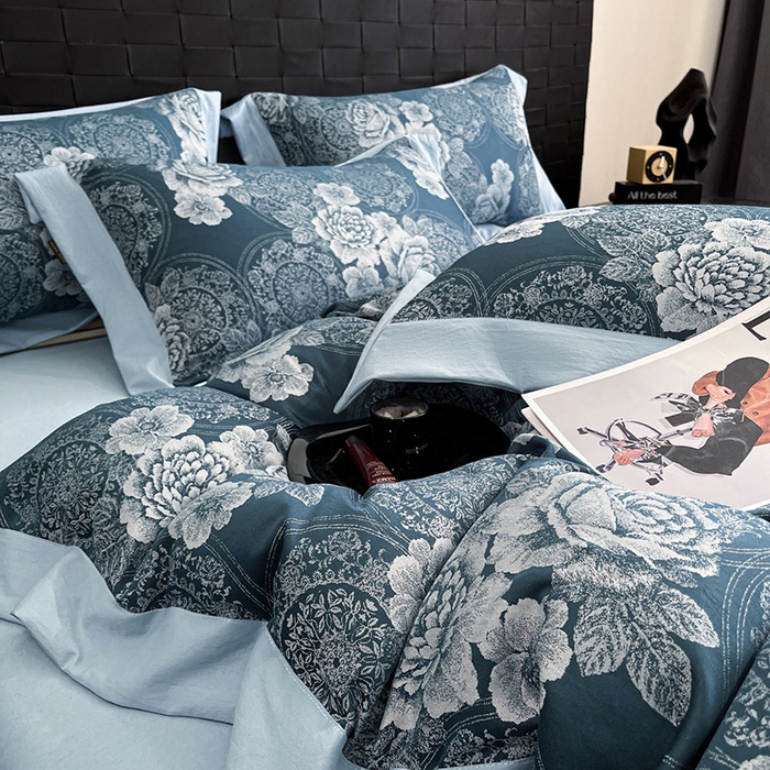 91家纺网 家纺一手货源 找家纺 （总）库里梦家纺 2026新款天丝色织提花高精密斜纹棉四件套