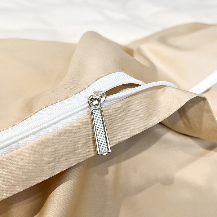 91家纺网 家纺一手货源 找家纺 拼社家纺 2026新款A类全棉贡缎长绒棉四件套全棉四件套简约刺绣纯色纯棉床上用品（提供买家秀） 依恋-奶油香槟