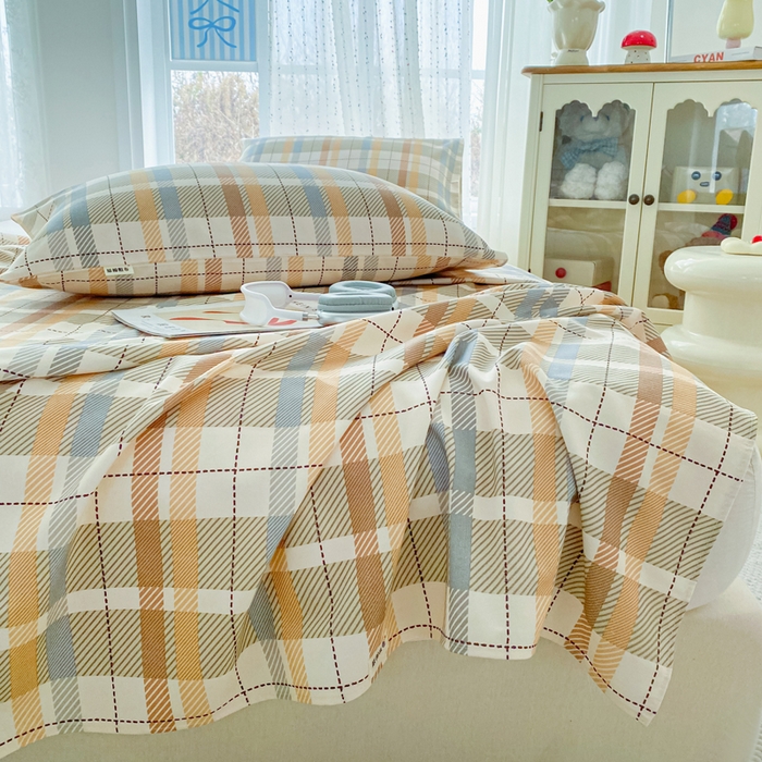 91家纺网 家纺一手货源 找家纺 金泰莱 2026春夏新款100%全棉纯棉老粗布床单凉席席子 浅棕