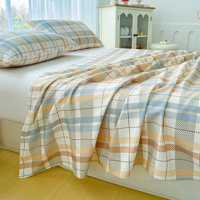 91家纺网 家纺一手货源 找家纺 金泰莱 2026春夏新款100%全棉纯棉老粗布床单凉席席子 浅棕