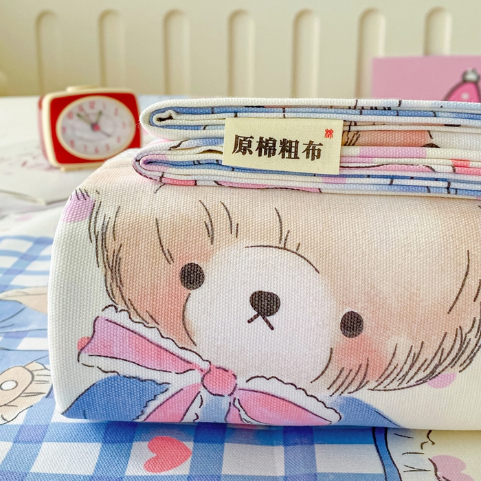 91家纺网 家纺一手货源 找家纺 金泰莱 2026春夏新款100%全棉纯棉老粗布床单凉席席子 童格