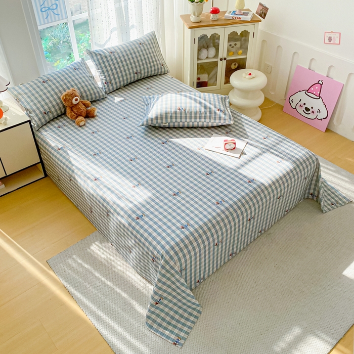 91家纺网 家纺一手货源 找家纺 金泰莱 2026春夏新款100%全棉纯棉老粗布床单凉席席子 小萌狗