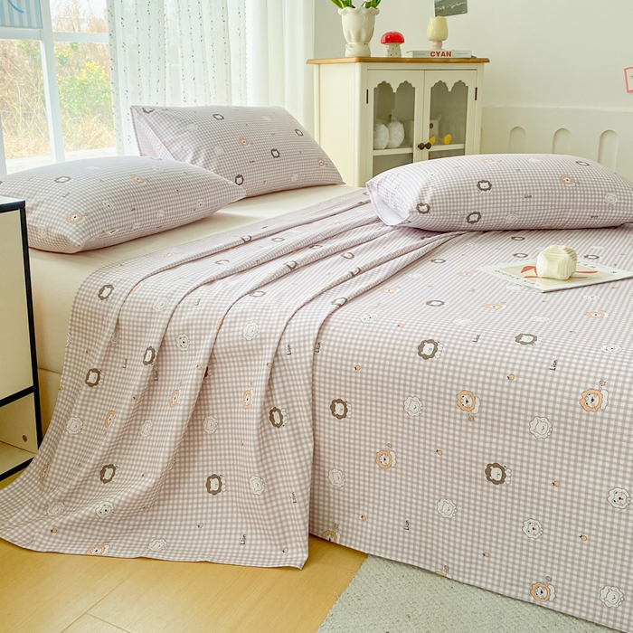 91家纺网 家纺一手货源 找家纺 金泰莱 2026春夏新款100%全棉纯棉老粗布床单凉席席子 小狮子