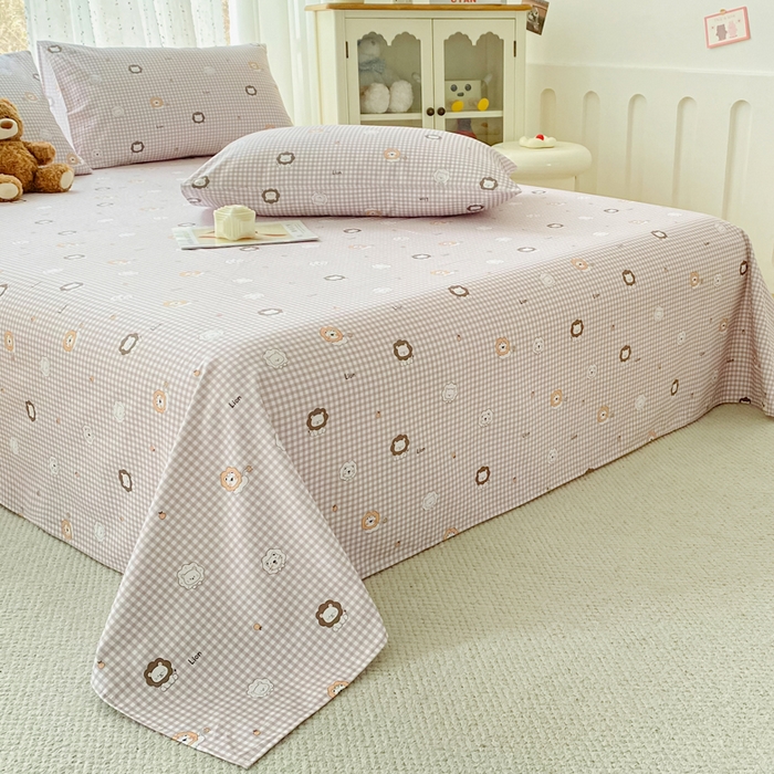 91家纺网 家纺一手货源 找家纺 金泰莱 2026春夏新款100%全棉纯棉老粗布床单凉席席子 小狮子