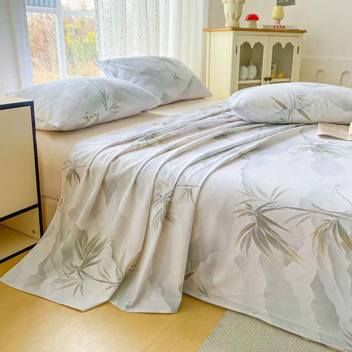 91家纺网 家纺一手货源 找家纺 金泰莱 2026春夏新款100%全棉纯棉老粗布床单凉席席子 竹影