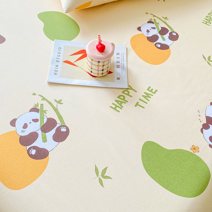 91家纺网 家纺一手货源 找家纺 金泰莱 2026春夏新款100%全棉纯棉老粗布床单凉席席子 竹子熊猫