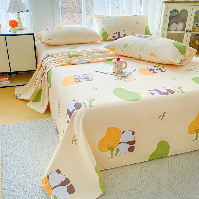 91家纺网 家纺一手货源 找家纺 金泰莱 2026春夏新款100%全棉纯棉老粗布床单凉席席子 竹子熊猫