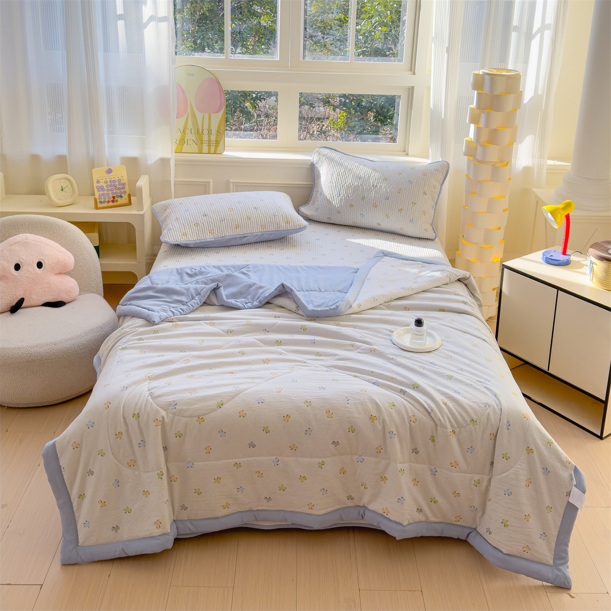 91家纺网 家纺一手货源 找家纺 （总）奥裕家纺 2026春夏新款双层纱夏被夏凉被空调被四件套