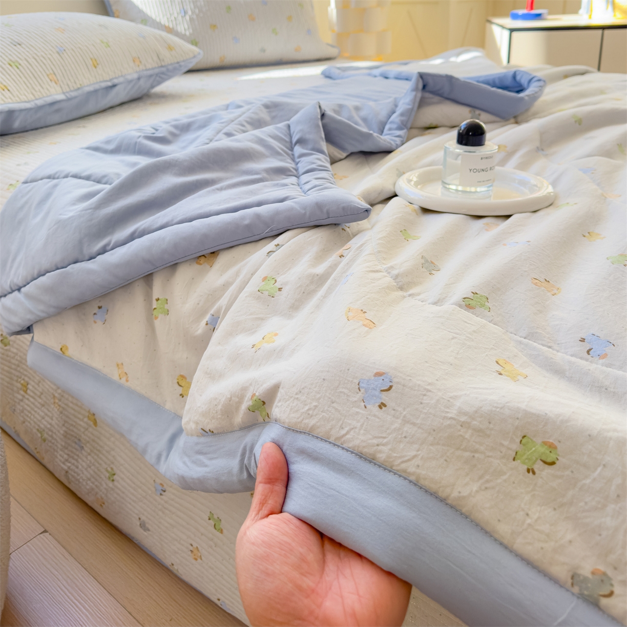 91家纺网 家纺一手货源 找家纺 （总）奥裕家纺 2026春夏新款双层纱夏被夏凉被空调被四件套