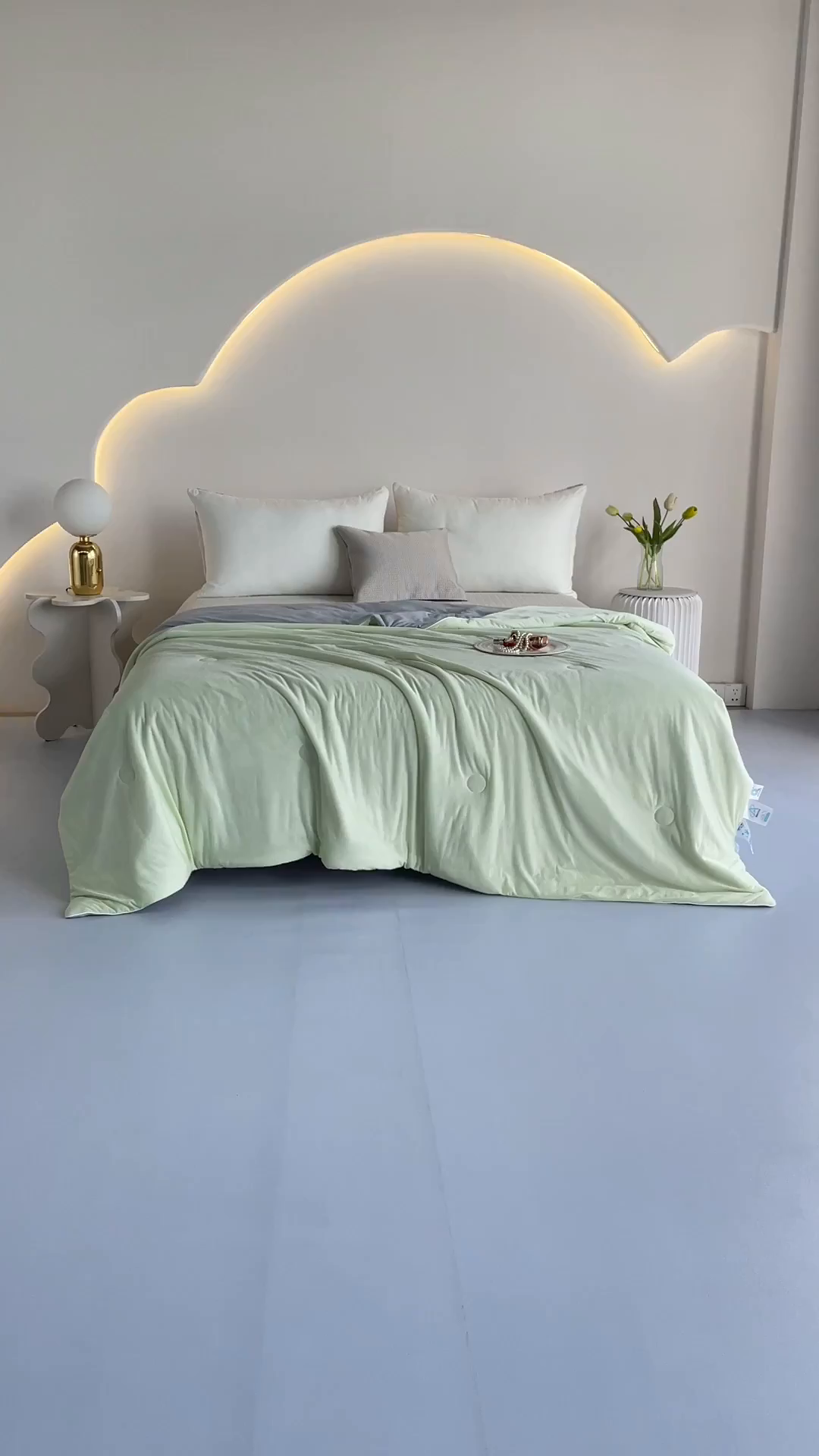 91家纺网 家纺一手货源 找家纺 优雅星家纺 2026新款双面凉感丝A类氨纶凉感天丝纯色夏凉被冰激凌夏被西瓜凉感丝夏被 香草绿