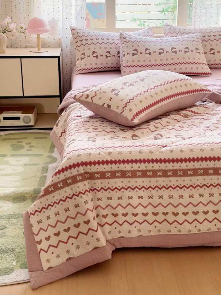 91家纺网 家纺一手货源 找家纺 （总）奥裕家纺 2026春夏新款皱皱纱夏被夏凉被空调被四件套