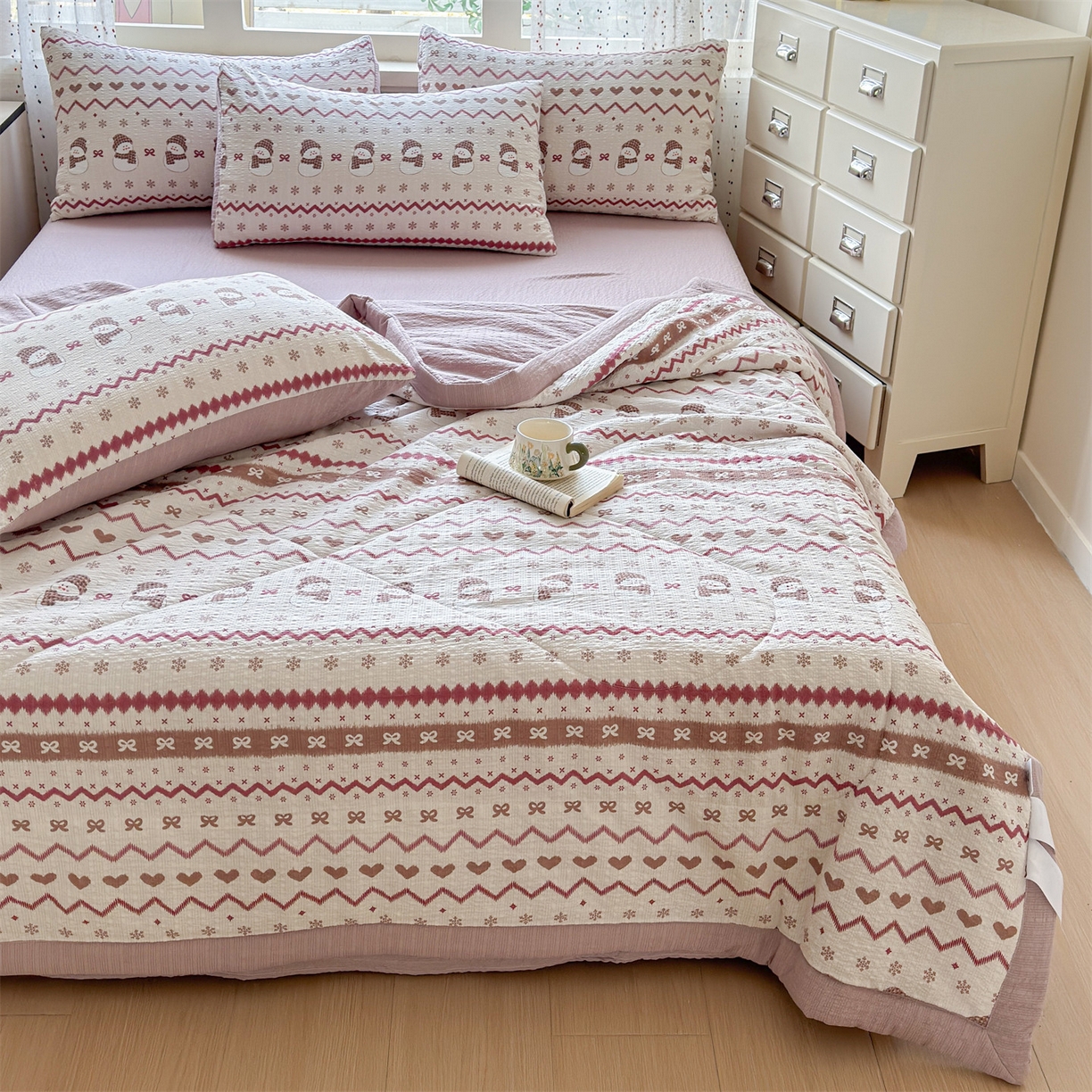 91家纺网 家纺一手货源 找家纺 （总）奥裕家纺 2026春夏新款皱皱纱夏被夏凉被空调被四件套