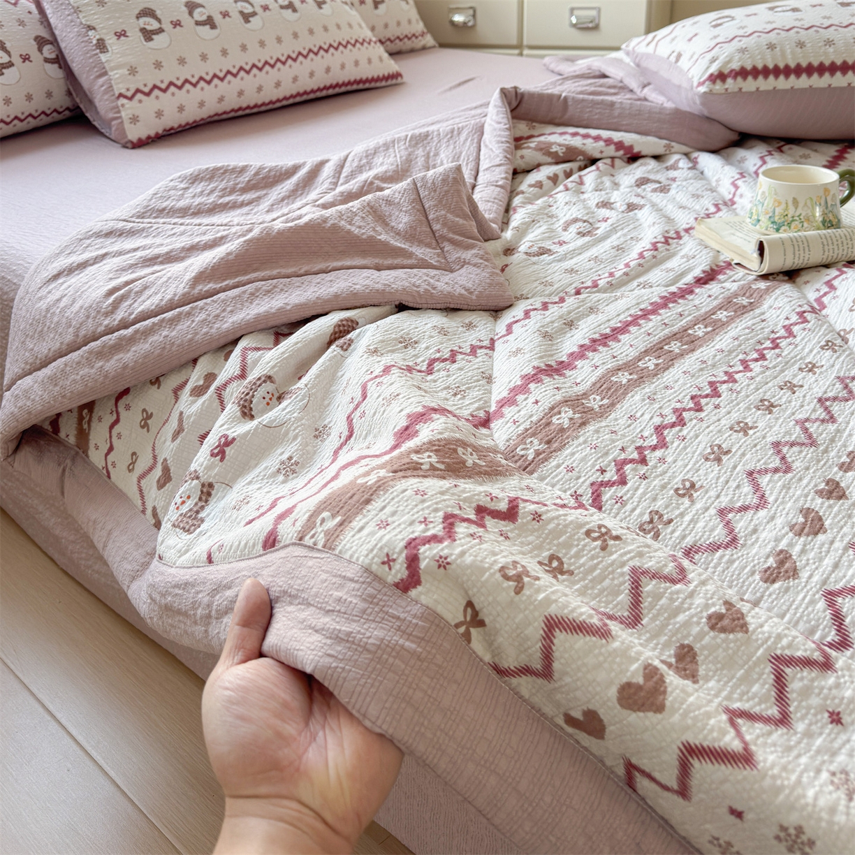 91家纺网 家纺一手货源 找家纺 （总）奥裕家纺 2026春夏新款皱皱纱夏被夏凉被空调被四件套