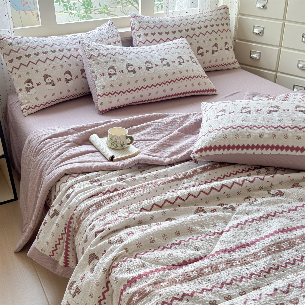 91家纺网 家纺一手货源 找家纺 （总）奥裕家纺 2026春夏新款皱皱纱夏被夏凉被空调被四件套