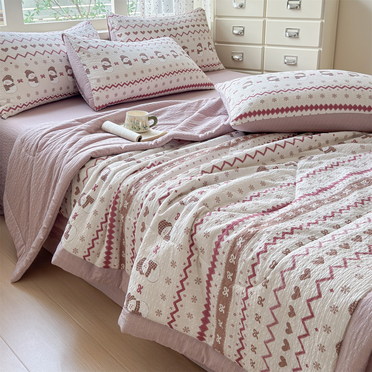 91家纺网 家纺一手货源 找家纺 （总）奥裕家纺 2026春夏新款皱皱纱夏被夏凉被空调被四件套