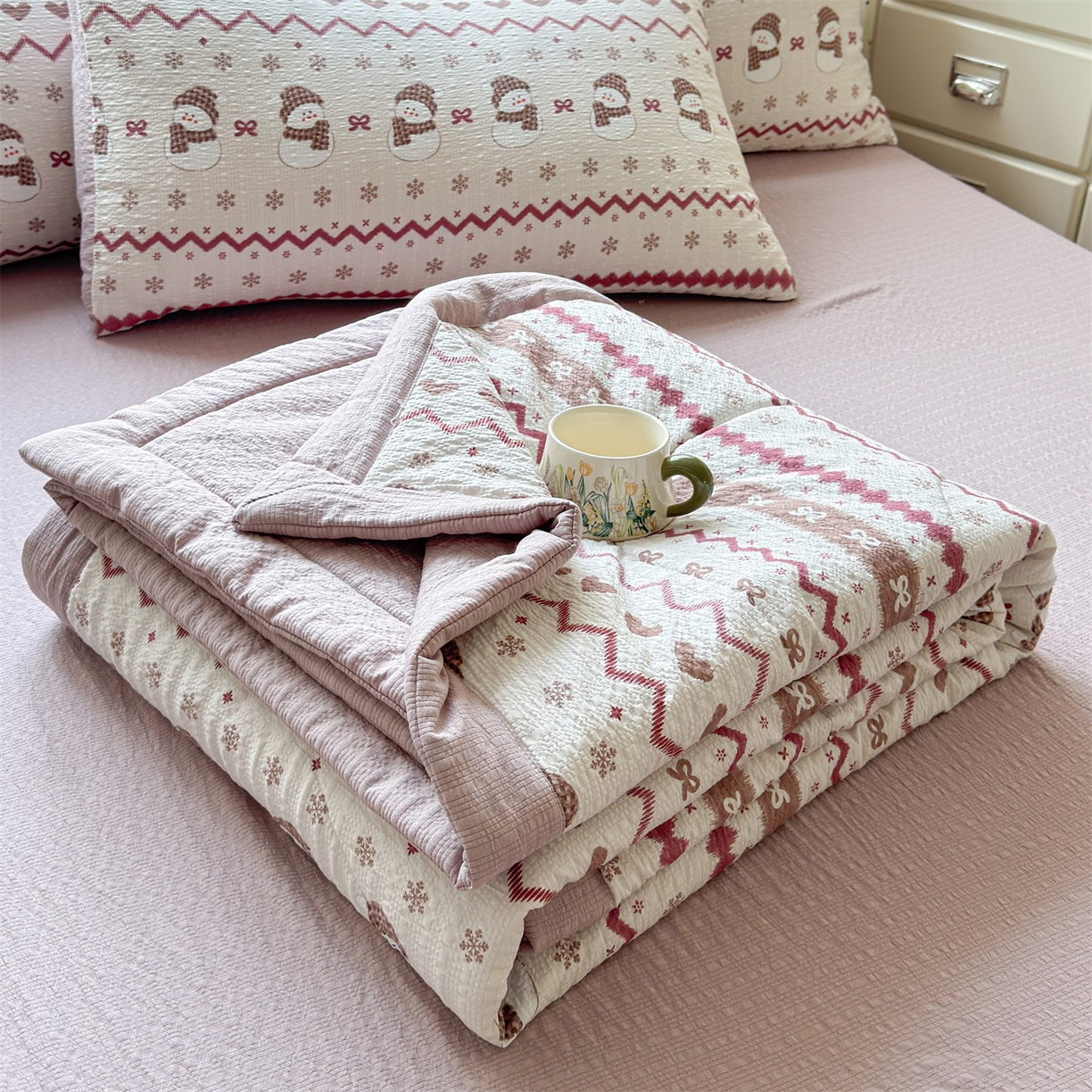 91家纺网 家纺一手货源 找家纺 （总）奥裕家纺 2026春夏新款皱皱纱夏被夏凉被空调被四件套