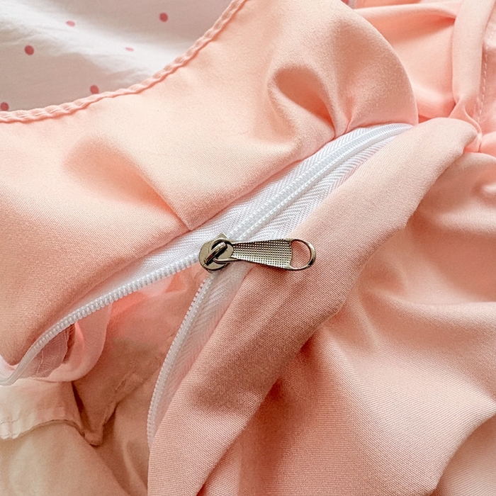 91家纺网 家纺一手货源 找家纺 铠畅 2026春夏新款 锦朵系列韩版水洗棉小清新古棉床盖四件套 锦朵 粉雾点