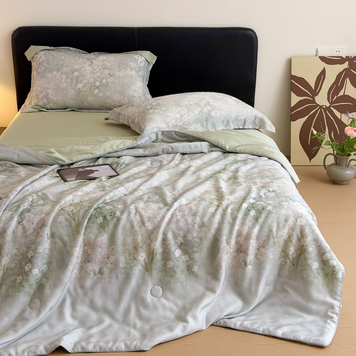 91家纺网 家纺一手货源 找家纺 （总）优彩 2026春夏新款50天丝夏被莱赛尔纤维夏被四件套天丝夏被单夏被单床笠单床单（控价单夏被不低于150）