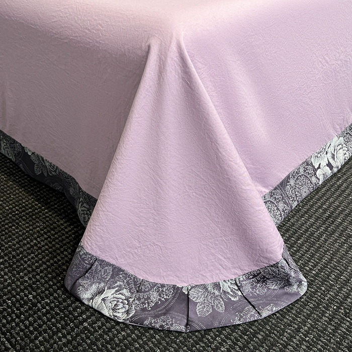 91家纺网 家纺一手货源 找家纺 库里梦家纺 2026新款天丝色织提花高精密斜纹棉四件套 繁花-豆沙