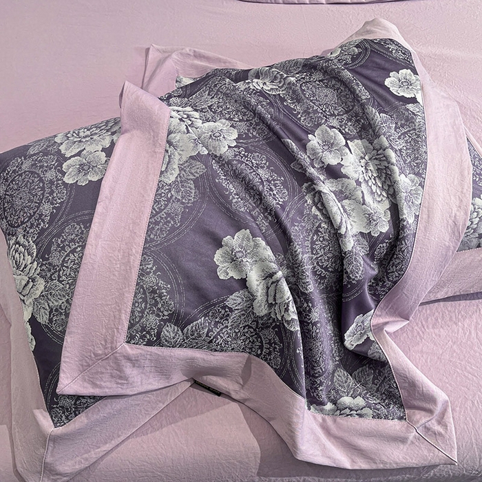 91家纺网 家纺一手货源 找家纺 库里梦家纺 2026新款天丝色织提花高精密斜纹棉四件套 繁花-豆沙