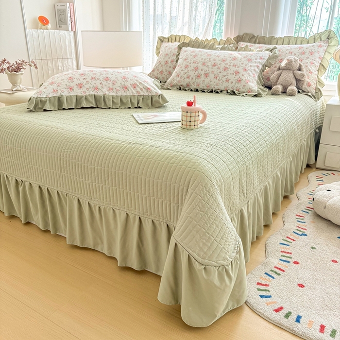 91家纺网 家纺一手货源 找家纺 铠畅 2026春夏新款 锦朵系列韩版水洗棉小清新古棉床盖四件套 锦朵 花漾青禾