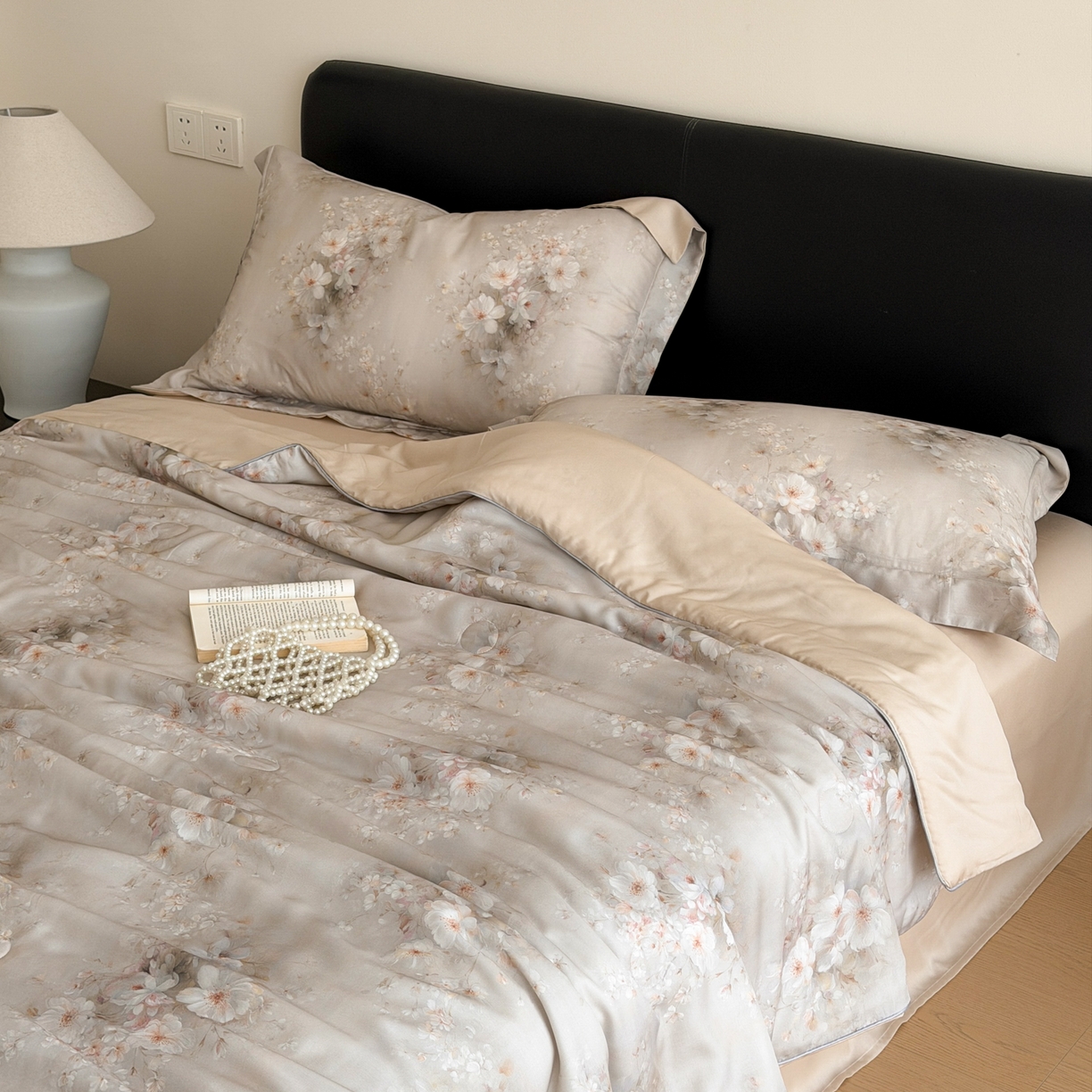 91家纺网 家纺一手货源 找家纺 优彩 2026春夏新款50天丝夏被莱赛尔纤维夏被四件套天丝夏被单夏被单床笠单床单（控价单夏被不低于150） 山栀