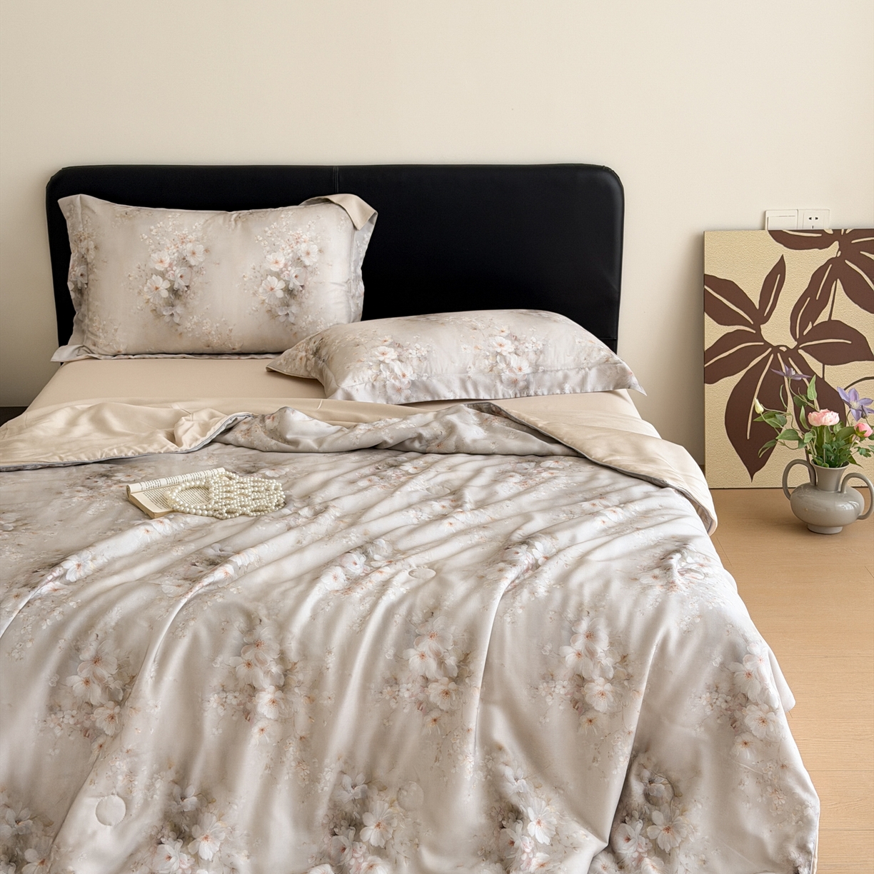 91家纺网 家纺一手货源 找家纺 优彩 2026春夏新款50天丝夏被莱赛尔纤维夏被四件套天丝夏被单夏被单床笠单床单（控价单夏被不低于150） 山栀