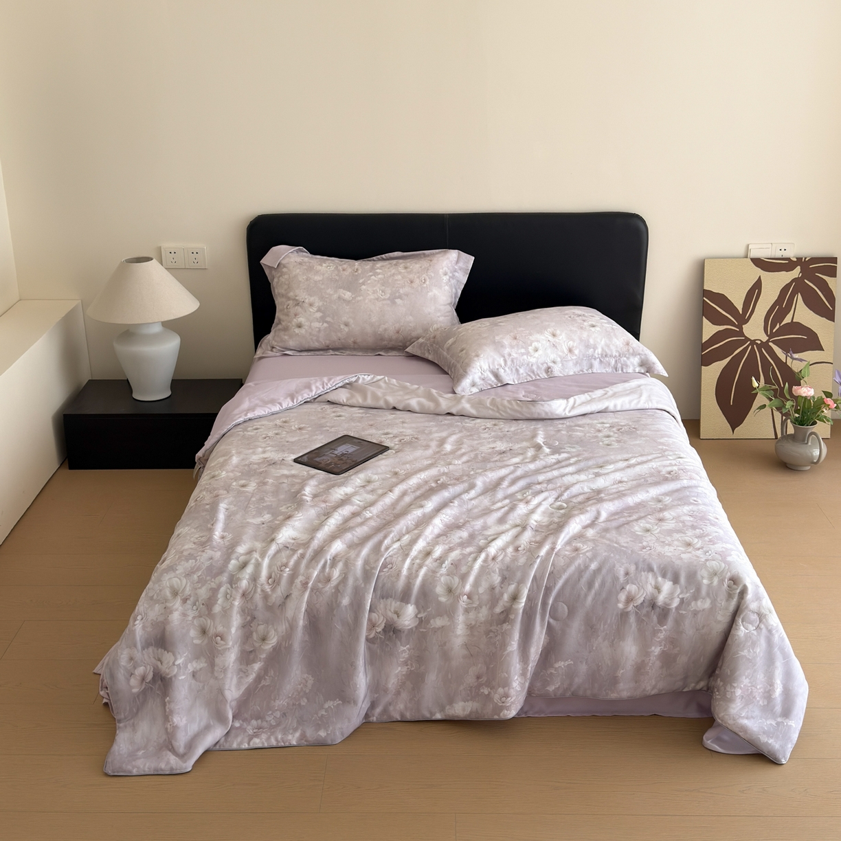 优彩 2026春夏新款50天丝夏被莱赛尔纤维夏被四件套天丝夏被单夏被单床笠单床单（控价单夏被不低于150） 云半-紫