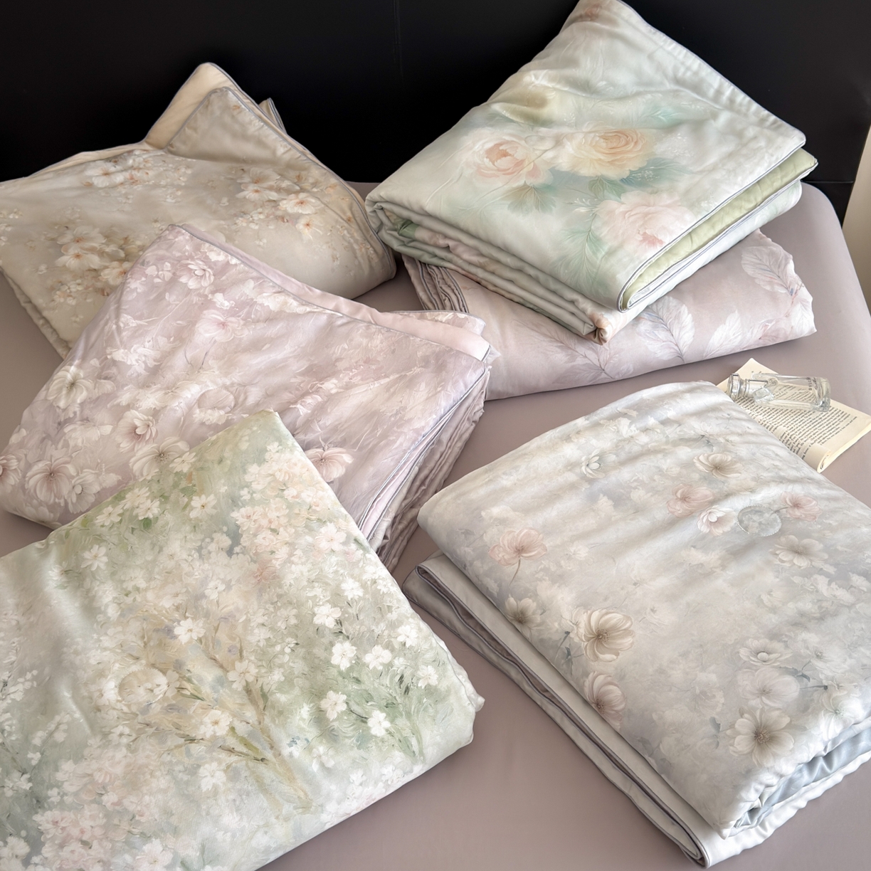 91家纺网 家纺一手货源 找家纺 优彩 2026春夏新款50天丝夏被莱赛尔纤维夏被四件套天丝夏被单夏被单床笠单床单（控价单夏被不低于150） 组合图