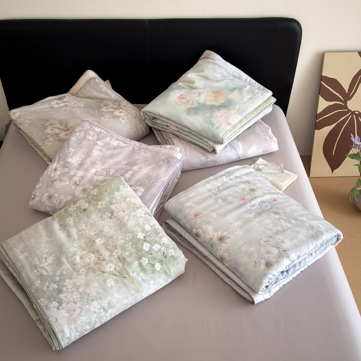 91家纺网 家纺一手货源 找家纺 优彩 2026春夏新款50天丝夏被莱赛尔纤维夏被四件套天丝夏被单夏被单床笠单床单（控价单夏被不低于150） 组合图